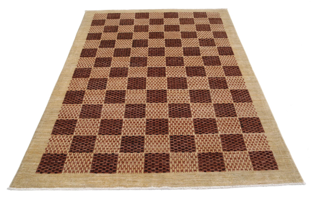 Afghan Modcar Rug 4' 11" x 6' 10" Hand-Knotted | No. AT68231