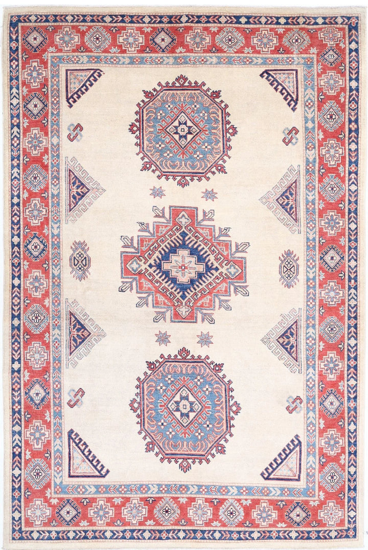 Afghan Kazak Rug 6' 2" x 9' 2" Hand-Knotted | No. AT68328