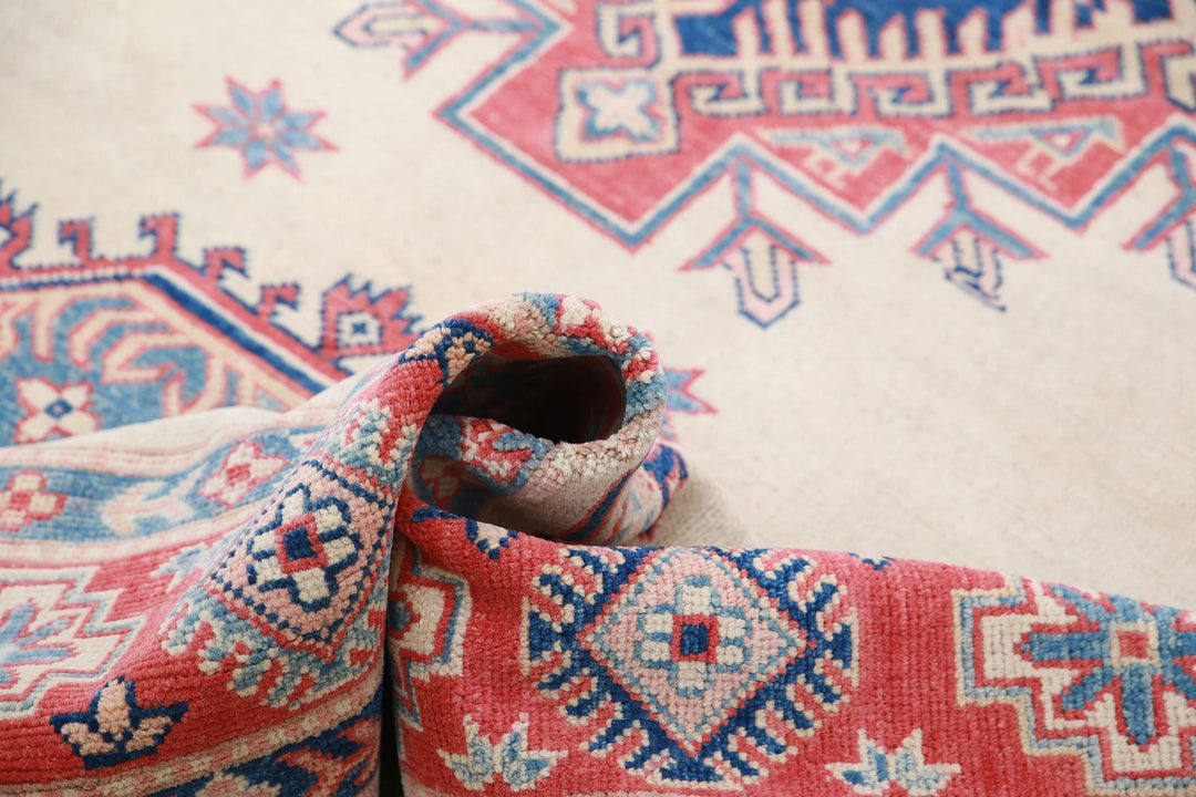 Afghan Kazak Rug 6' 2" x 9' 2" Hand-Knotted | No. AT68328
