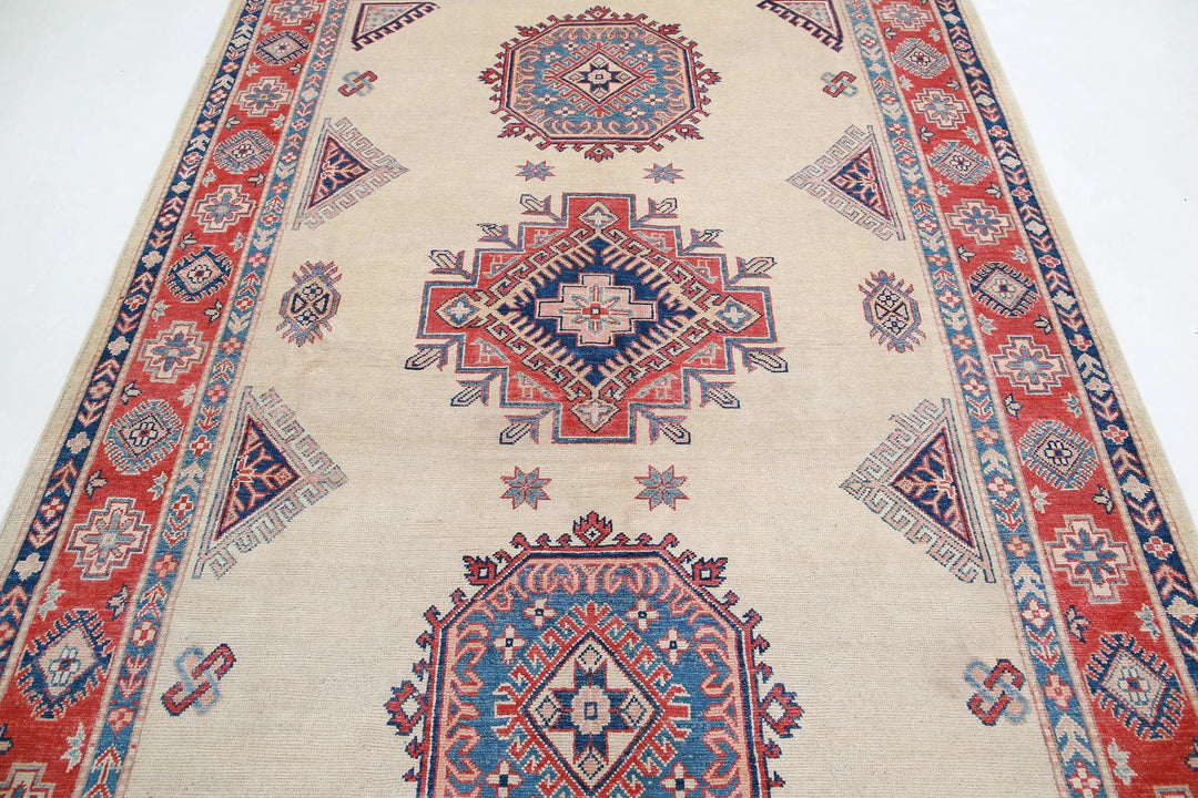 Afghan Kazak Rug 6' 2" x 9' 2" Hand-Knotted | No. AT68328