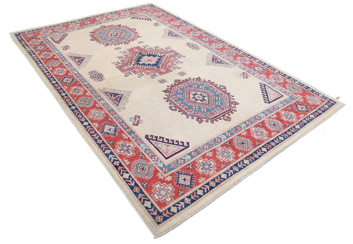 Afghan Kazak Rug 6' 2" x 9' 2" Hand-Knotted | No. AT68328