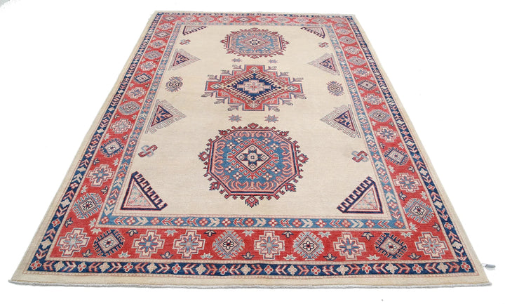 Afghan Kazak Rug 6' 2" x 9' 2" Hand-Knotted | No. AT68328