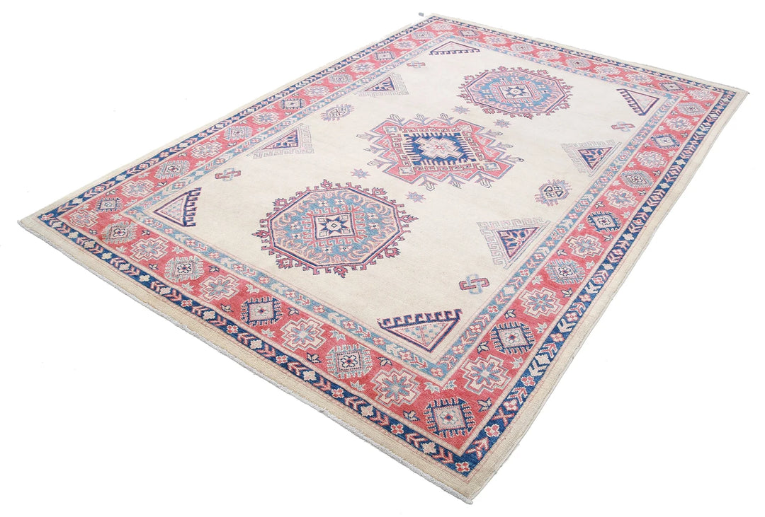 Afghan Kazak Rug 6' 2" x 9' 2" Hand-Knotted | No. AT68328
