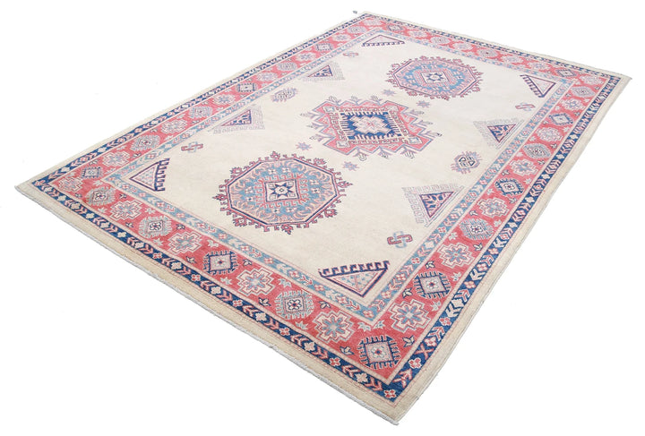 Afghan Kazak Rug 6' 2" x 9' 2" Hand-Knotted | No. AT68328