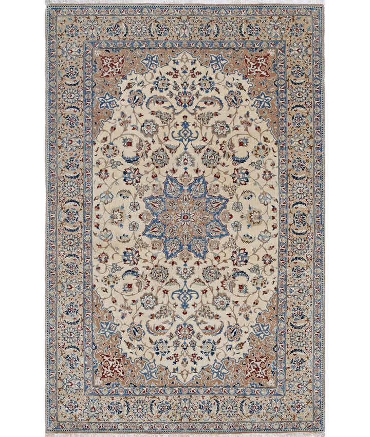 Persian Nain Rug 3' 7" x 5' 6" Hand-Knotted | No. AT68334