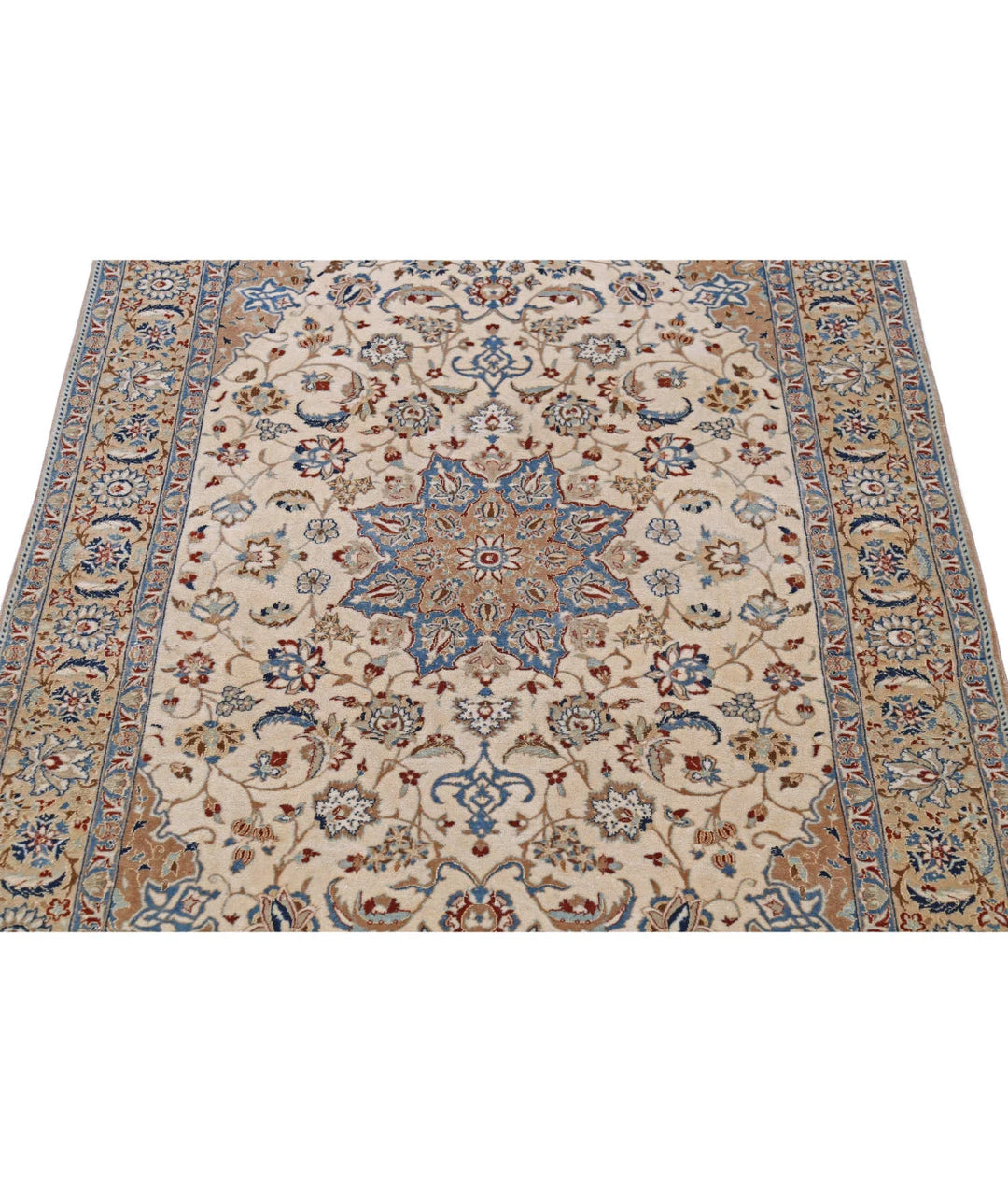 Persian Nain Rug 3' 7" x 5' 6" Hand-Knotted | No. AT68334