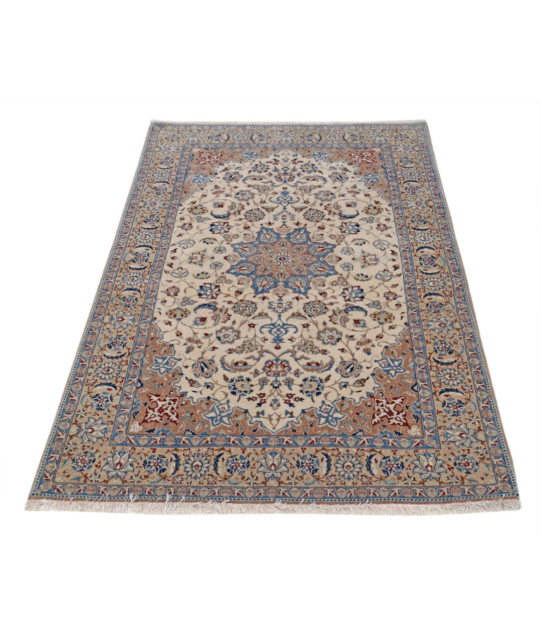 Persian Nain Rug 3' 7" x 5' 6" Hand-Knotted | No. AT68334