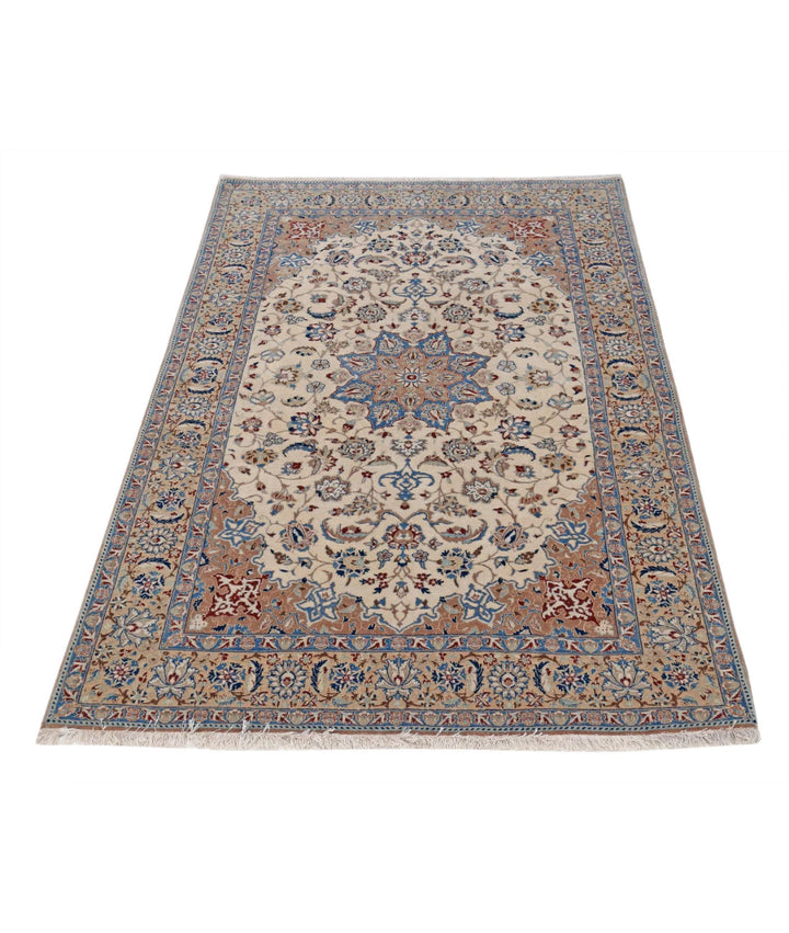 Persian Nain Rug 3' 7" x 5' 6" Hand-Knotted | No. AT68334