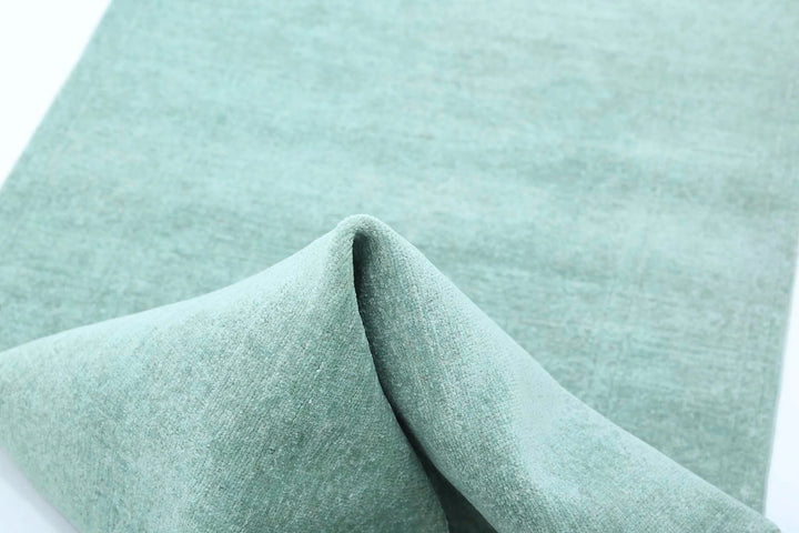 Green Afghan Overdye Rug 2' 8" x 9' 3" Hand-Knotted | No. AT68438