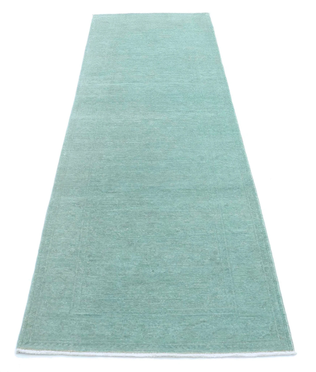 Green Afghan Overdye Rug 2' 8" x 9' 3" Hand-Knotted | No. AT68438