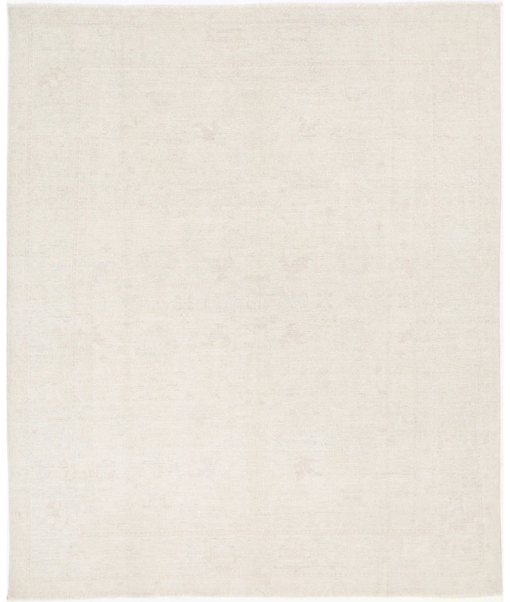 Ivory Afghan Oushak Rug 8' 1" x 9' 9" Hand-Knotted | No. AT68497