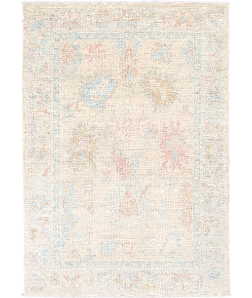 Grey Afghan Oushak Rug 4' 0" x 6' 0" Hand-Knotted | No. AT68501