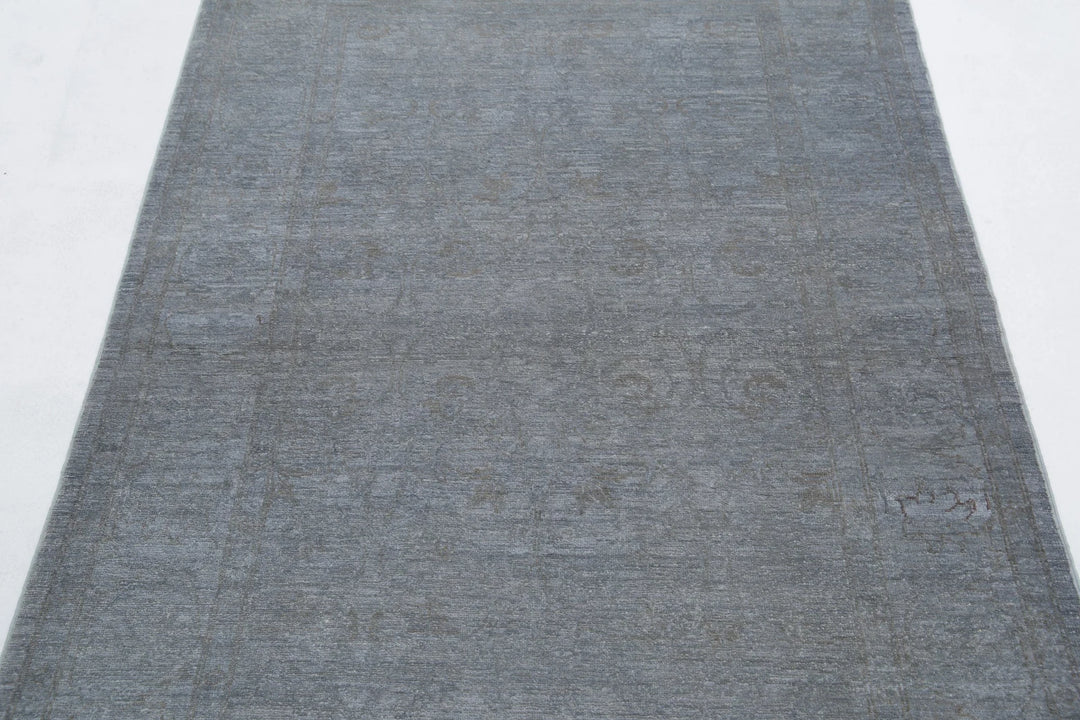 Grey Afghan Overdye Rug 3' 10" x 5' 11" Hand-Knotted | No. AT68579