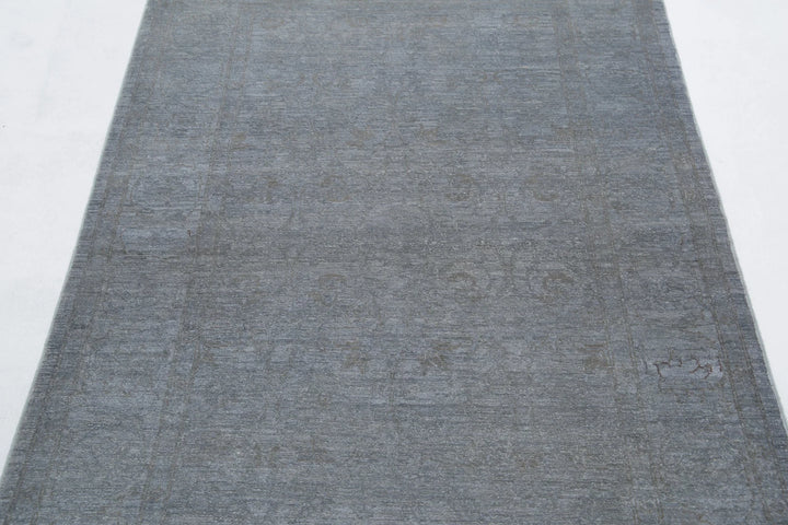 Grey Afghan Overdye Rug 3' 10" x 5' 11" Hand-Knotted | No. AT68579