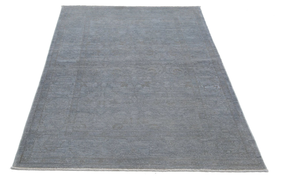 Grey Afghan Overdye Rug 3' 10" x 5' 11" Hand-Knotted | No. AT68579