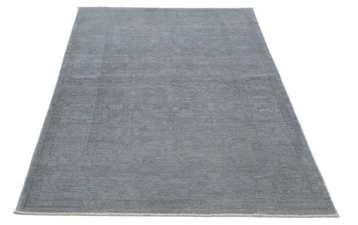 Grey Afghan Overdye Rug 3' 10" x 5' 11" Hand-Knotted | No. AT68579
