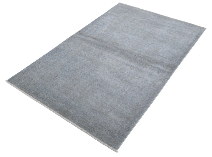 Grey Afghan Overdye Rug 3' 10" x 5' 11" Hand-Knotted | No. AT68579