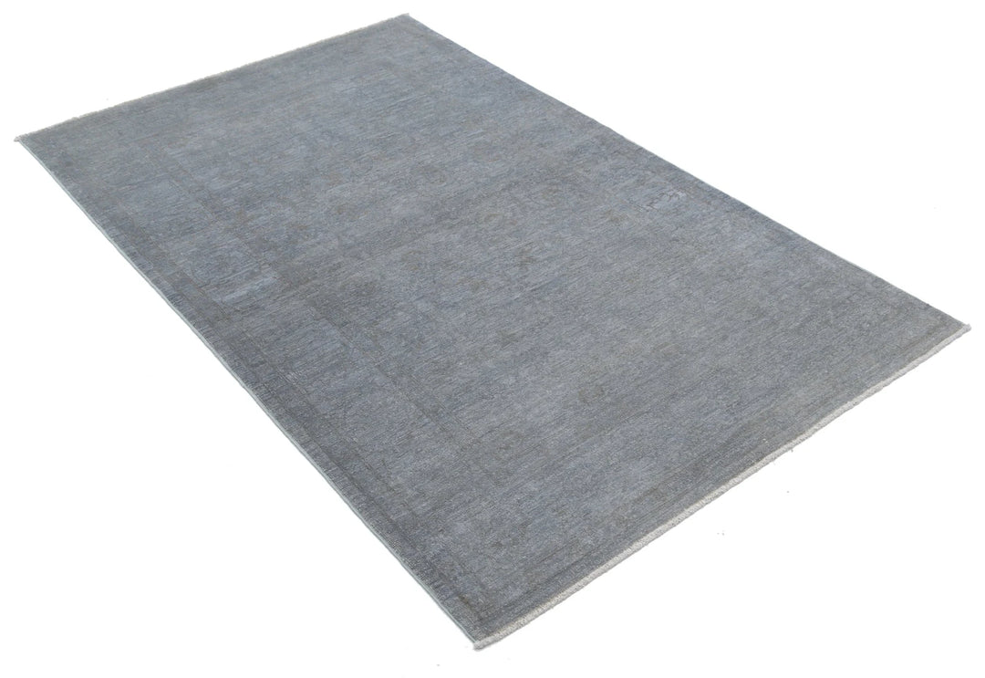 Grey Afghan Overdye Rug 3' 10" x 5' 11" Hand-Knotted | No. AT68579