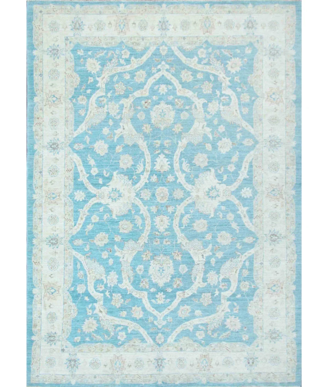 Teal Afghan Ziegler Rug 5'11" x 8'7" Hand-Knotted | No. AT68765