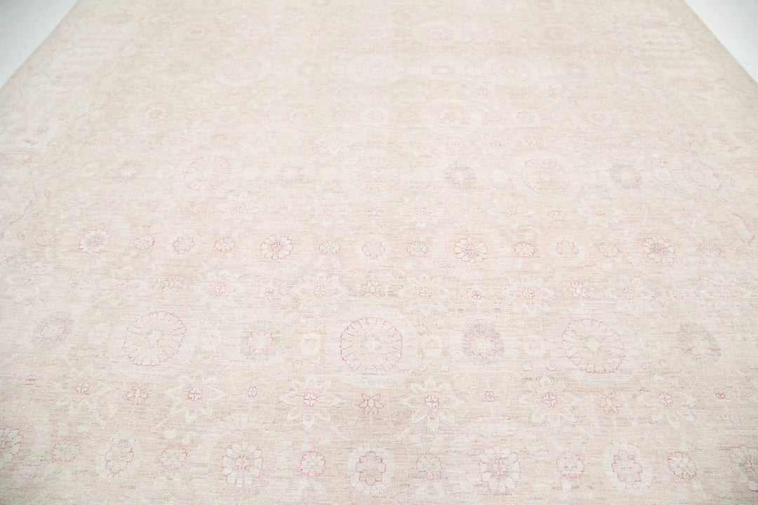 Ivory Afghan Serenity Rug 12' 0" x 14' 4" Hand-Knotted | No. AT69044