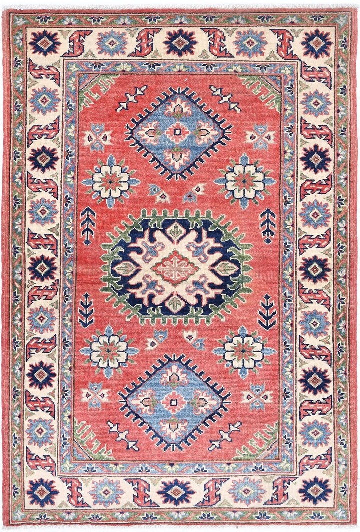 Afghan Tribal Kazak Rug 3' 1" x 4' 9" Hand-Knotted | No. AT69096