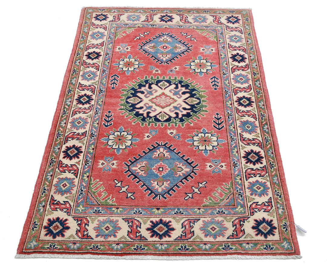 Afghan Tribal Kazak Rug 3' 1" x 4' 9" Hand-Knotted | No. AT69096