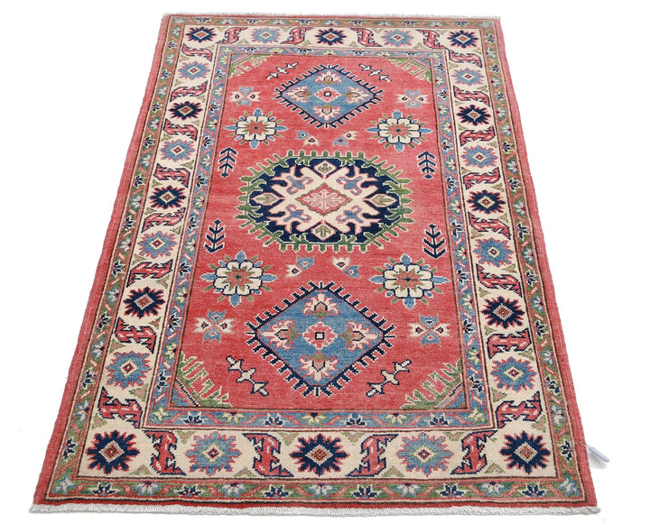 Afghan Tribal Kazak Rug 3' 1" x 4' 9" Hand-Knotted | No. AT69096