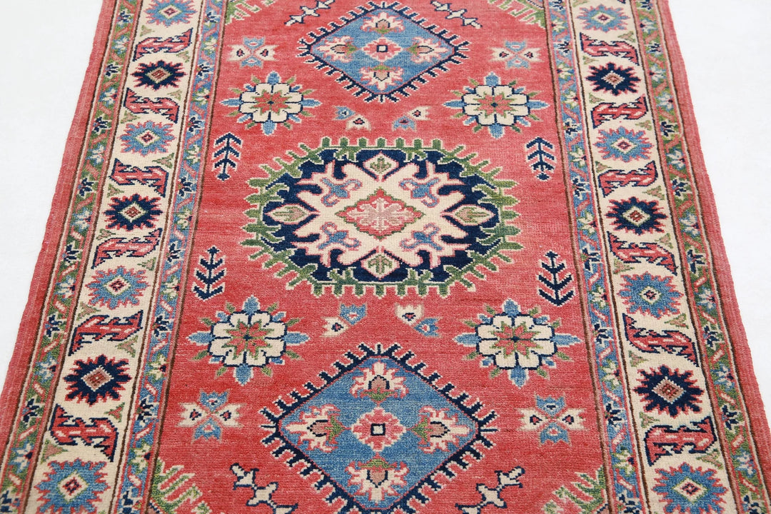 Afghan Tribal Kazak Rug 3' 1" x 4' 9" Hand-Knotted | No. AT69096