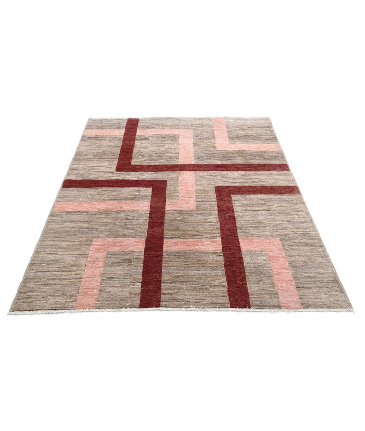 Afghan Modcar Rug 4' 10" x 6' 2" Hand-Knotted | No. AT69173