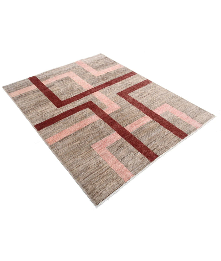Afghan Modcar Rug 4' 10" x 6' 2" Hand-Knotted | No. AT69173