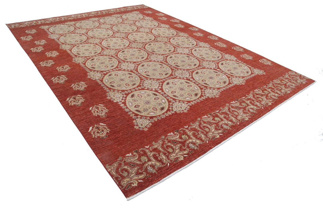 Afghan Tabriz Rug 8' 9" x 12' 0" Hand-Knotted | No. AT69188