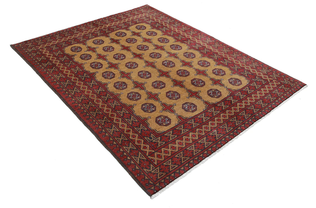 Afghan Akcha Revival Rug 5' 0" x 6' 5" Hand-Knotted | No. AT69313