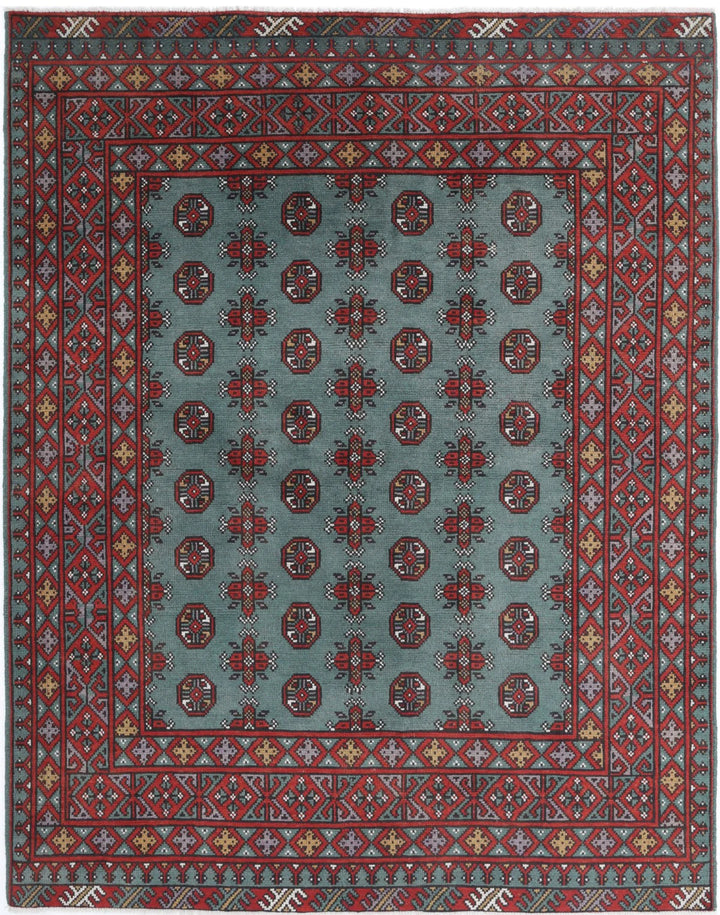 Afghan Akcha Revival Rug 5' 0" x 6' 2" Hand-Knotted | No. AT69399
