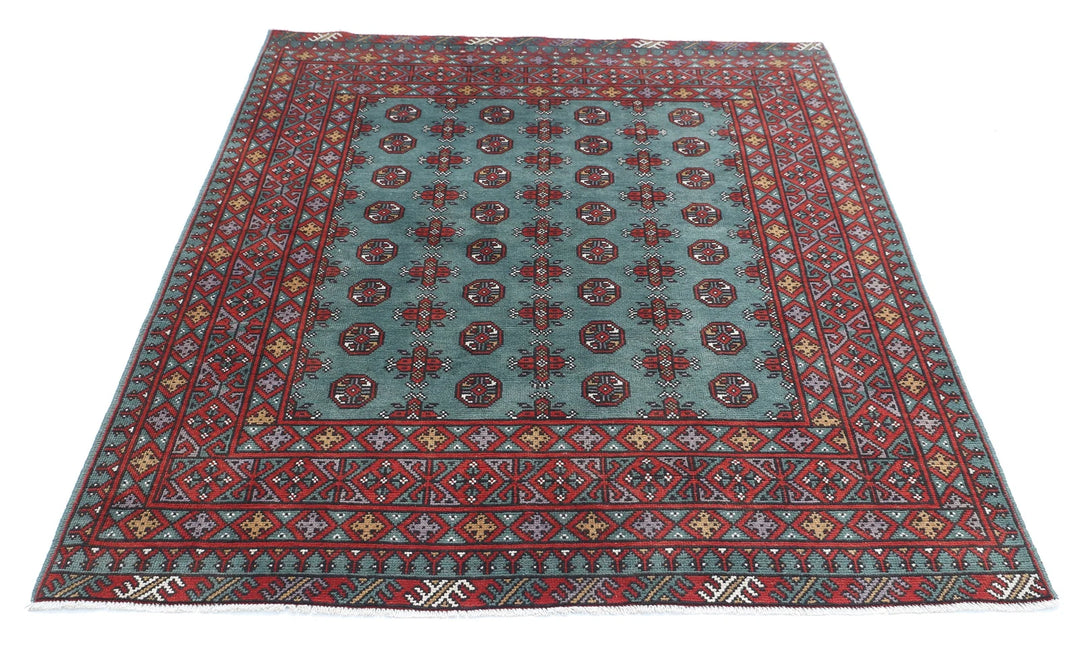 Afghan Akcha Revival Rug 5' 0" x 6' 2" Hand-Knotted | No. AT69399