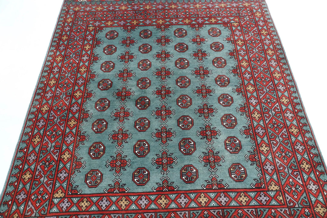 Afghan Akcha Revival Rug 5' 0" x 6' 2" Hand-Knotted | No. AT69399
