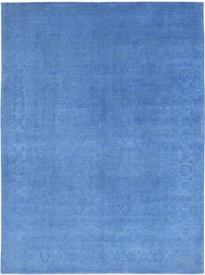 Blue Afghan Overdye Rug 8' 10" x 11' 8" Hand-Knotted | No. AT69455