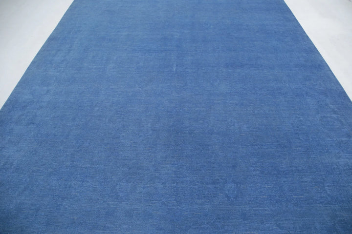 Blue Afghan Overdye Rug 8' 10" x 11' 8" Hand-Knotted | No. AT69455