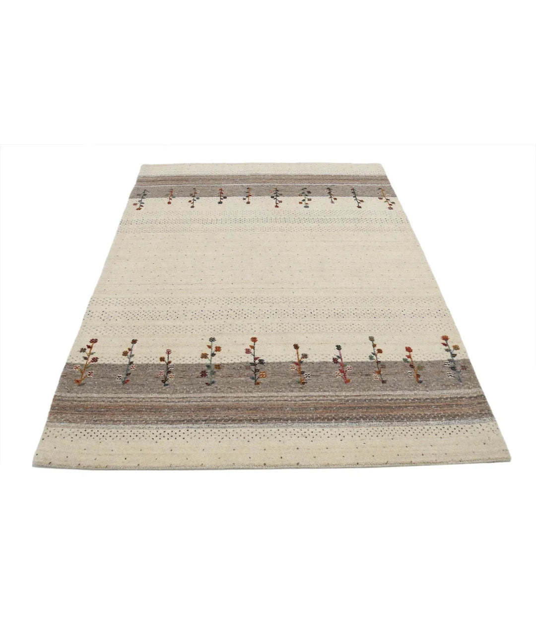 Ivory Indian Lori Rug 4' 7" x 6' 5" Hand-Knotted | No. AT69543