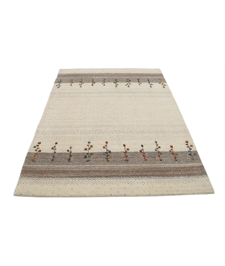 Ivory Indian Lori Rug 4' 7" x 6' 5" Hand-Knotted | No. AT69543