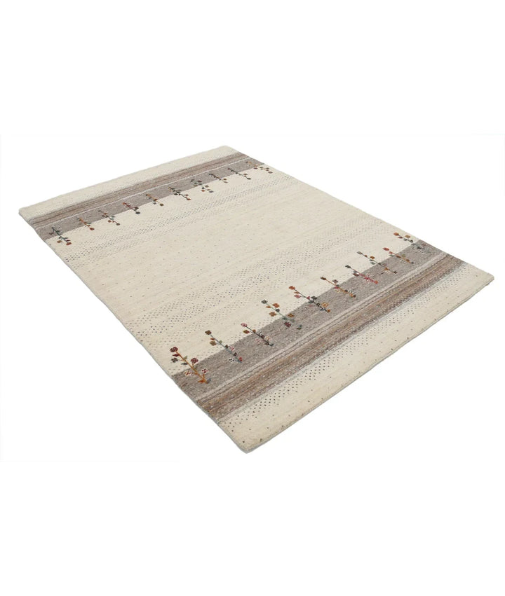 Ivory Indian Lori Rug 4' 7" x 6' 5" Hand-Knotted | No. AT69543