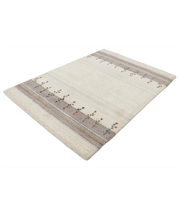 Ivory Indian Lori Rug 4' 7" x 6' 5" Hand-Knotted | No. AT69543