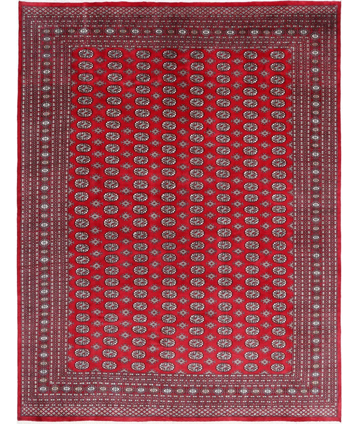 Red Pakistani Bokhara Rug 10' 2" x 13' 9" Hand-Knotted | No. AT69606