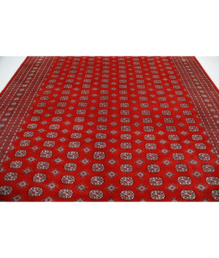 Red Pakistani Bokhara Rug 10' 2" x 13' 9" Hand-Knotted | No. AT69606