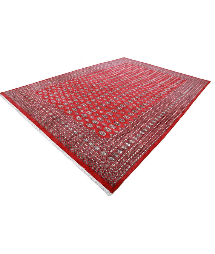 Red Pakistani Bokhara Rug 10' 2" x 13' 9" Hand-Knotted | No. AT69606