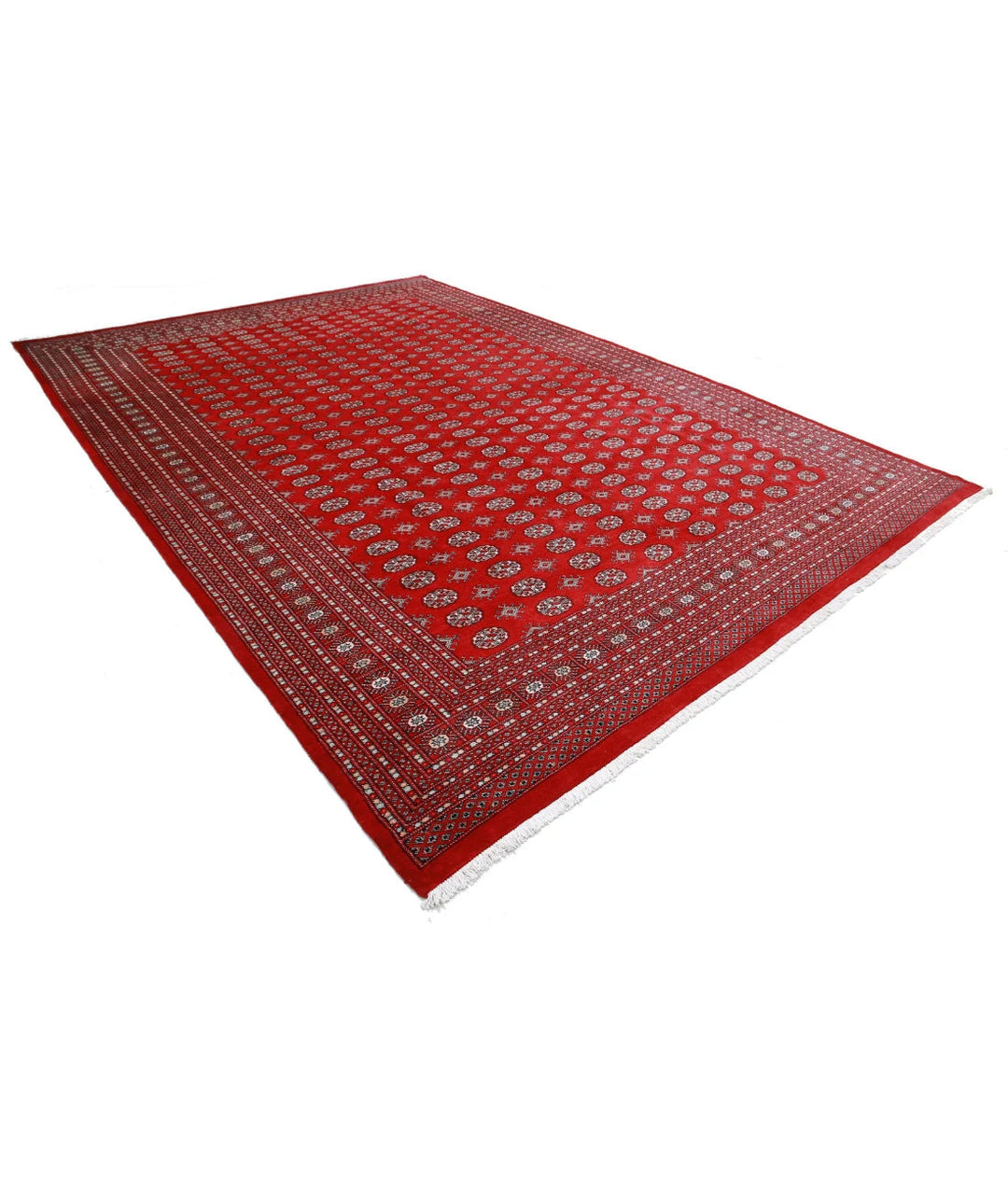 Red Pakistani Bokhara Rug 10' 2" x 13' 9" Hand-Knotted | No. AT69606