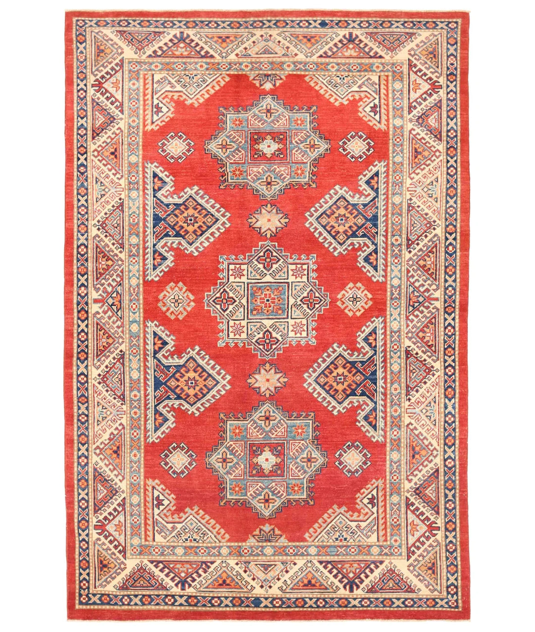 Afghan Kazak Rug 5' 5" x 8' 5" Hand-Knotted | No. AT69671