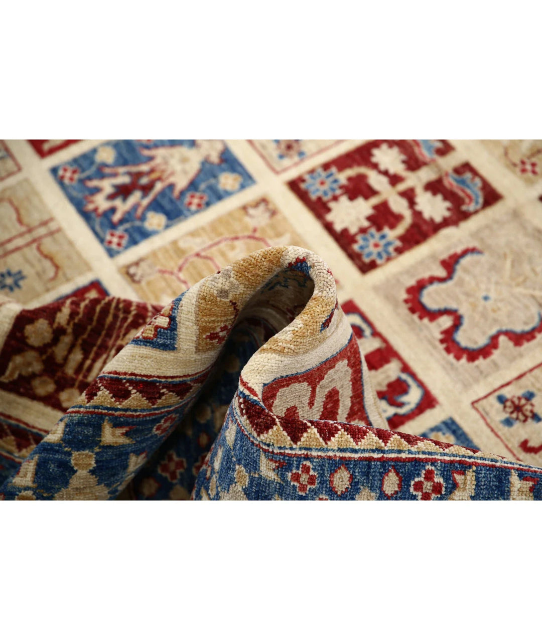 Ivory Afghan Bakhtiari Rug 5' 7" x 7' 8" Hand-Knotted | No. AT69673