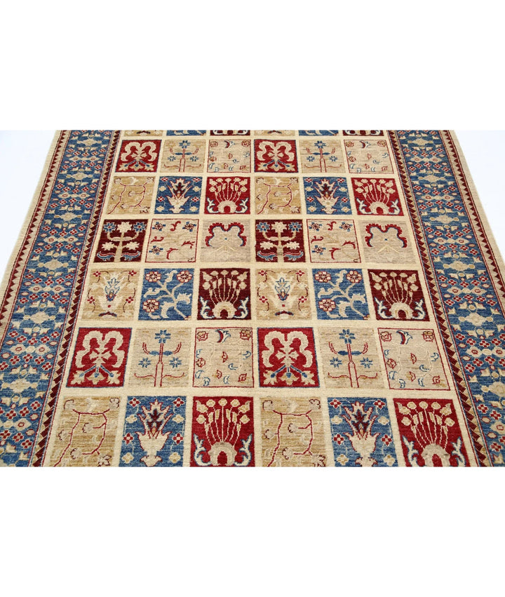 Ivory Afghan Bakhtiari Rug 5' 7" x 7' 8" Hand-Knotted | No. AT69673