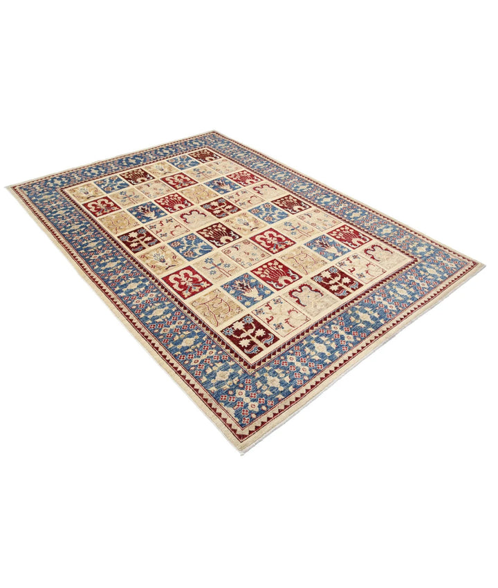 Ivory Afghan Bakhtiari Rug 5' 7" x 7' 8" Hand-Knotted | No. AT69673