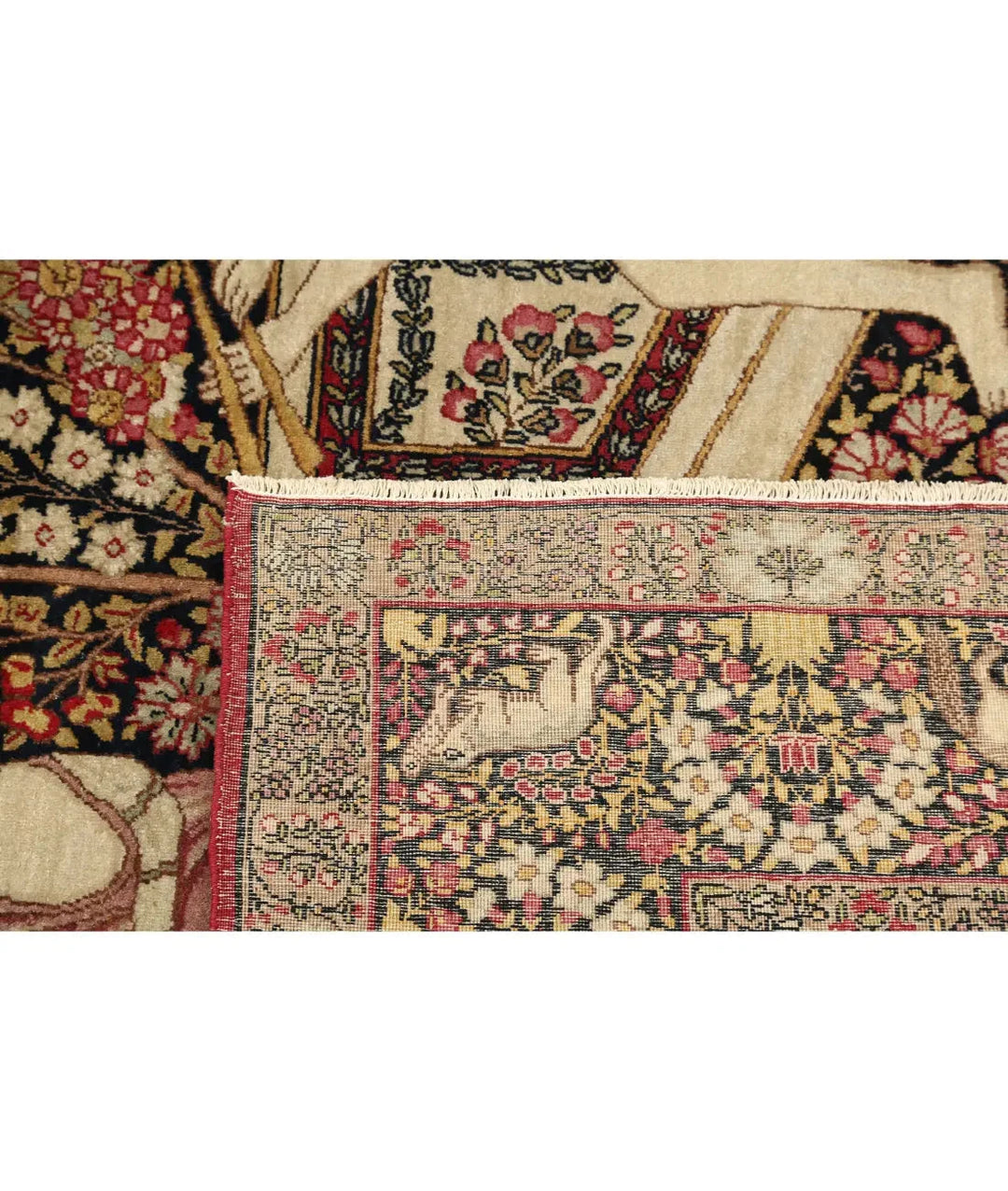 Persian Laver Kerman Pictorial Rug 4' 10" x 7' 5" Hand-Knotted | No. AT69674